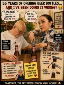 Receives Bottle-Opening Masterclass